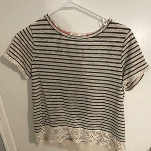 Striped top with lace